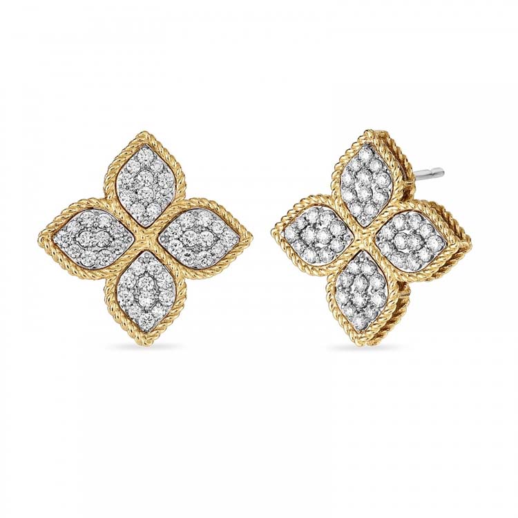 Princess Flower Earrings with Diamonds