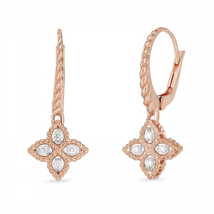 Princess Flower Earrings with Diamonds