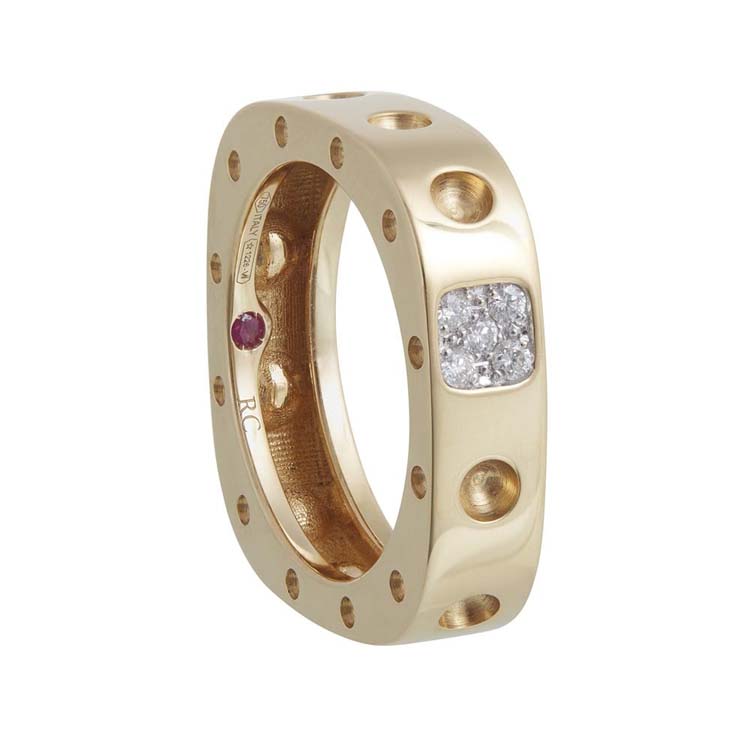 Pois Moi Square Ring with Diamonds