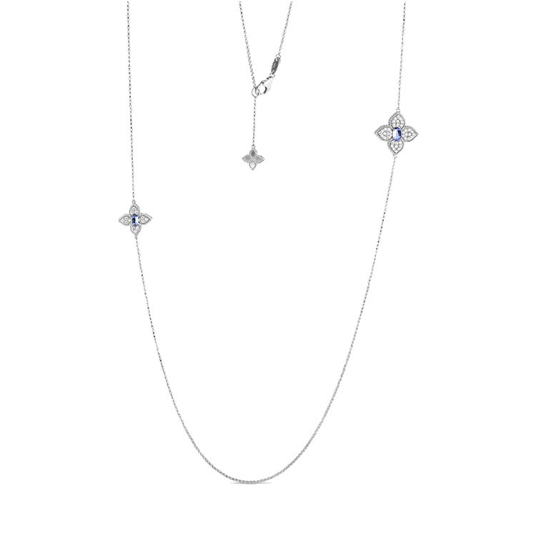 Roberto Coin 18KWG 7 Station Diamond Dangle Necklace
