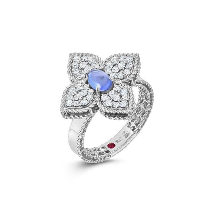 Princess Flower Ring with Diamonds & Tanzanite