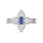 Princess Flower Ring with Diamonds & Blue Sapphire