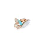 Petals Ring with Diamonds, Turquoise & Mother of Pearl