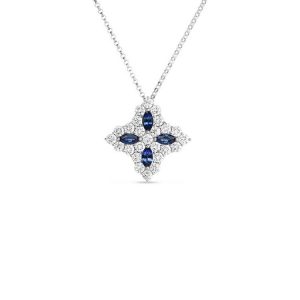 Diamond Princess Necklace with Diamonds & Blue Sapphires