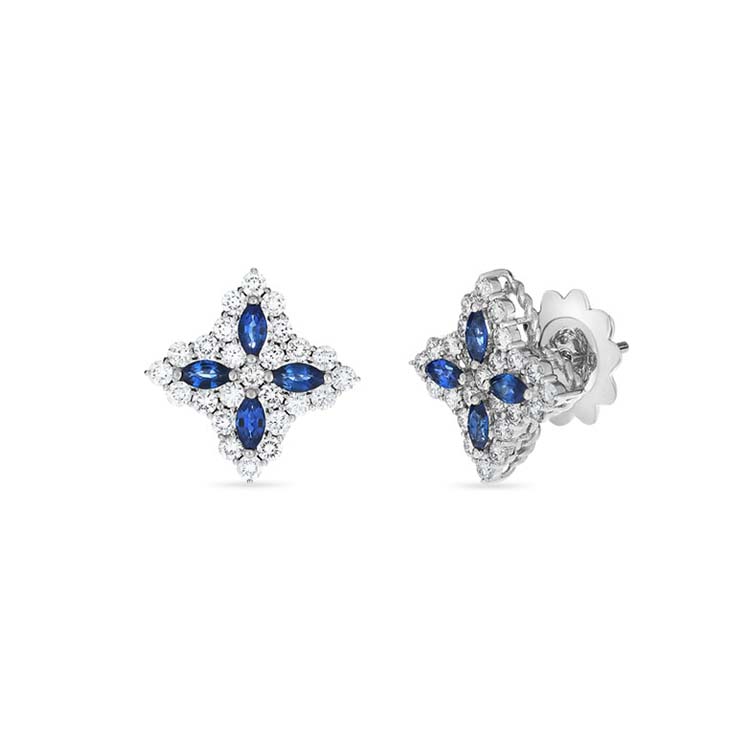Diamond Princess Earrings with Sapphire and Diamonds