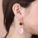 Bronzallure Variegata Pink Dangle Earrings with Gemstones