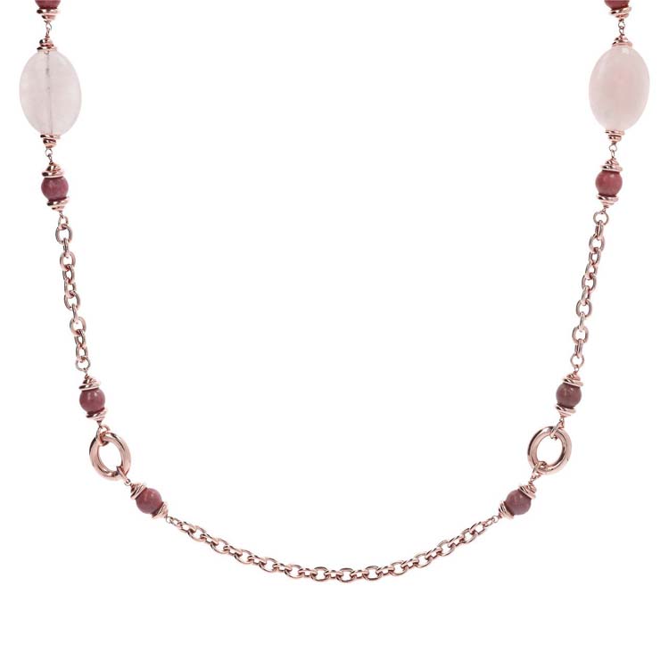 Bronzallure Variegata Pink Stationary Necklace with Gemstones