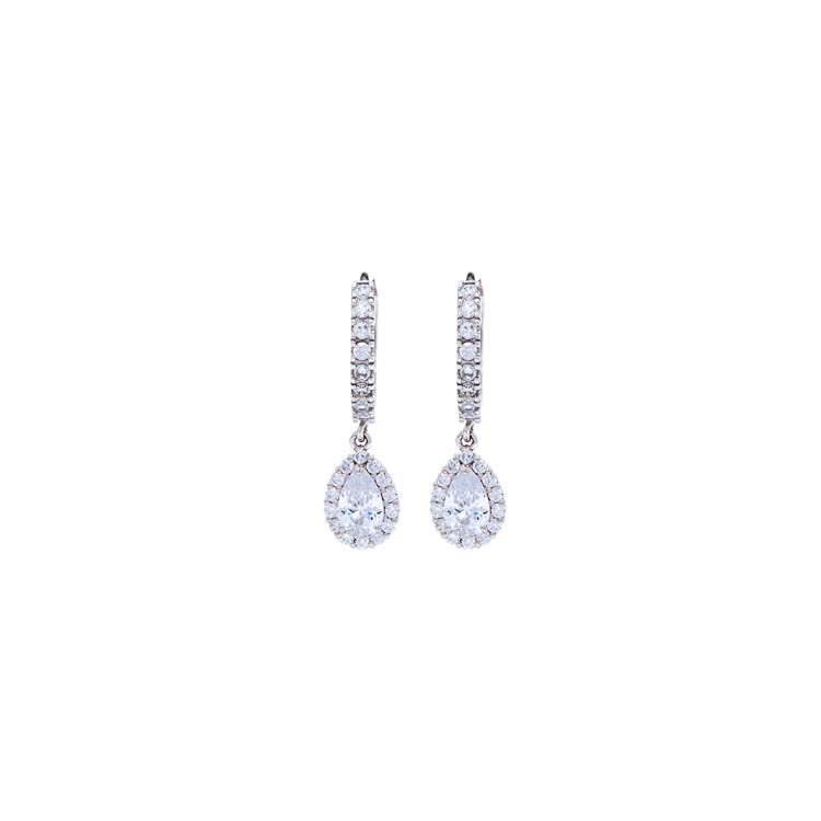 White Gold 9kt Earrings with White Cubic Zirconia