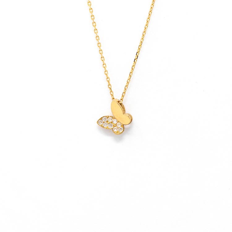 Yellow Gold 9kt Necklace with White Cubic Zirconia