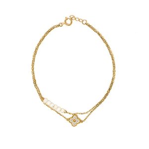 Yellow Gold Bracelet with White Cubic Zirconia