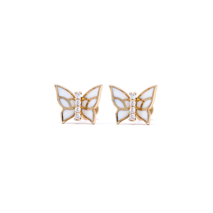 9kt Yellow & White Gold Earrings with Cubic Zirconia