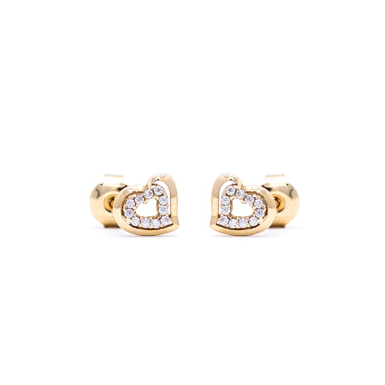 Yellow Gold 9kt Earrings with White Cubic Zirconia