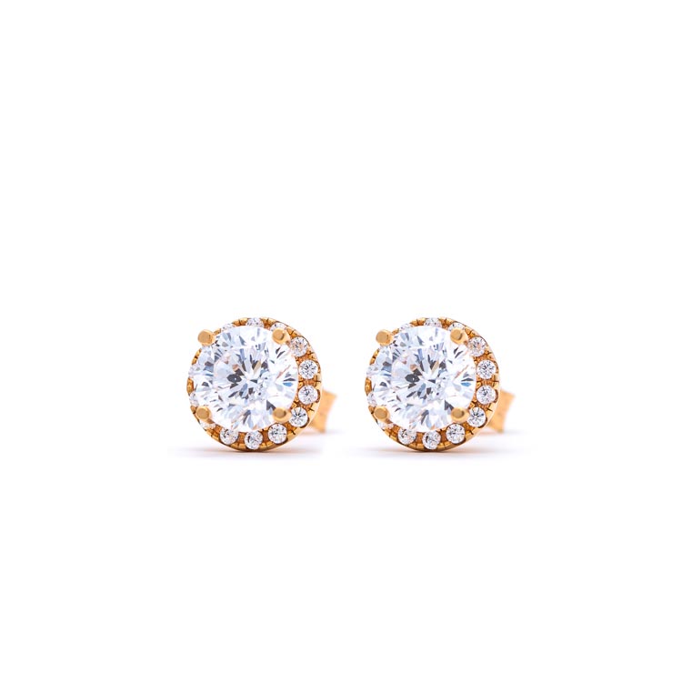 Rose Gold 9kt Earrings with White Cubic Zirconia