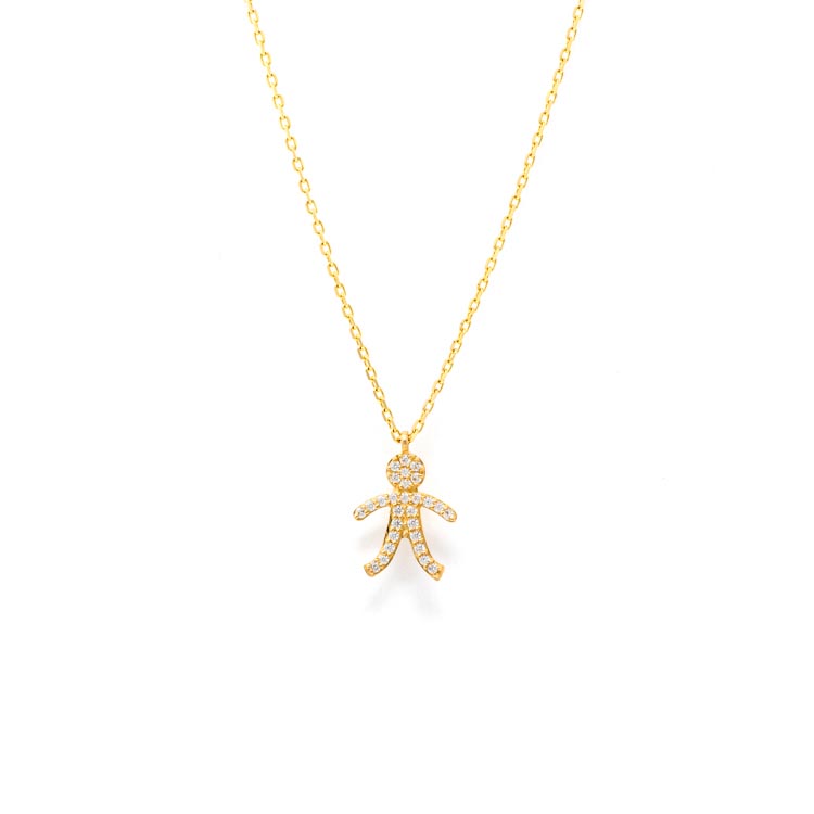 Yellow Gold Necklace with White Cubic Zirconia