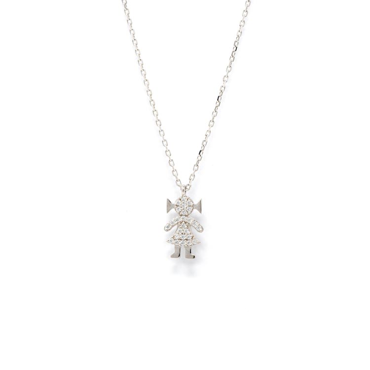 White Gold 9kt Necklace with White Cubic Zirconia