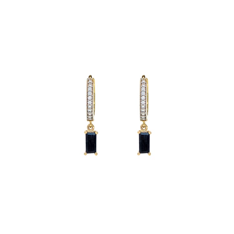 Handmade Yellow Gold 9kt Earrings with Black and White Zirconia