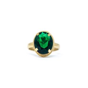 Handmade Yellow Gold 9kt Ring with Synthetic Emerald