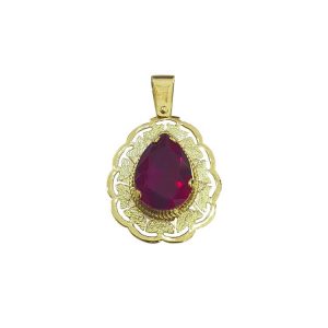 Handmade Yellow Gold 9kt Pendant with Synthetic Rubin