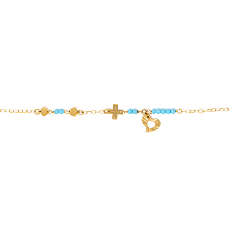 Yellow Gold 9kt Bracelet with Turquoise .