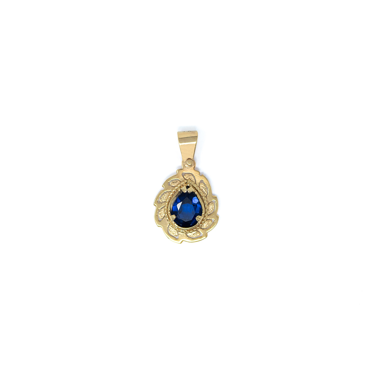 Handmade Yellow Gold 9kt Pendant with Synthetic Sapphire