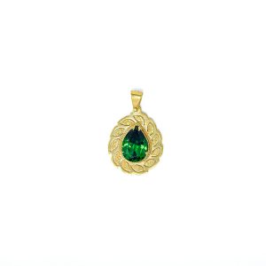 Handmade Yellow Gold 9kt Pendant with Synthetic Emerald