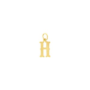 Letter H Yellow Gold 9kt Pendant