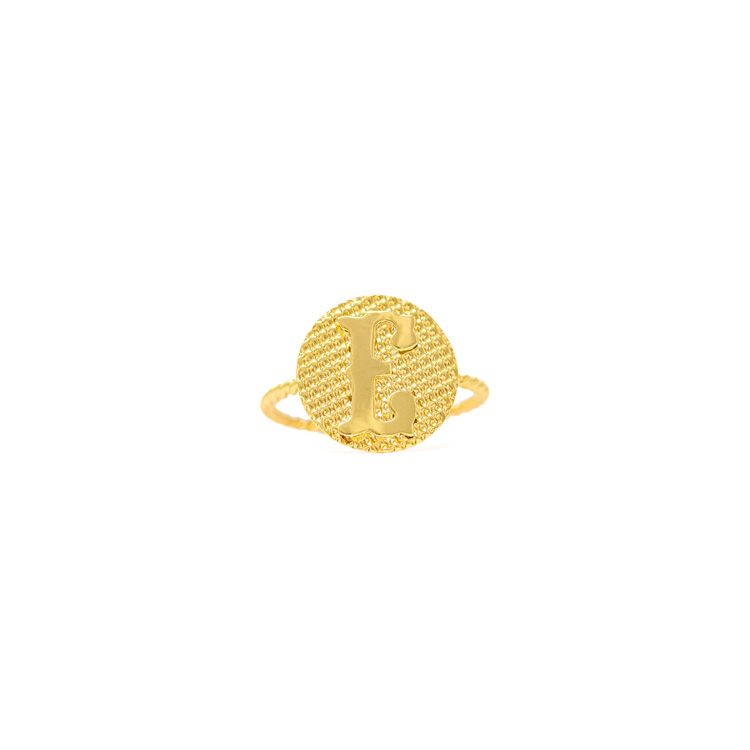 Letter E Yellow Gold 9kt Ring.