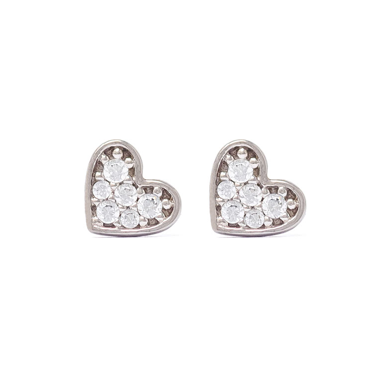 White Gold 9kt Earrings with Cubic Zirconia - Michalis Diamond Gallery