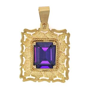 Handmade Yellow Gold 9kt Pendant with Synthetic Amethyst