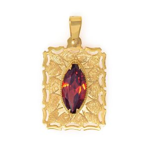 Handmade Yellow Gold 9kt Pendant with Synthetic Garnet