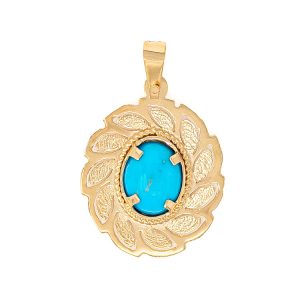 Handmade Pendant in Yellow Gold 9kt with Turquoise