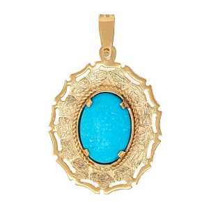 Handmade Pendant in Yellow Gold 9kt with Turquoise 