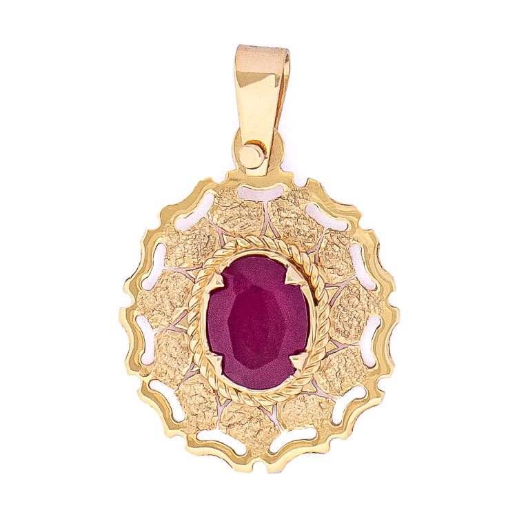 Handmade Yellow Gold 9kt Pendant with Synthetic Ruby
