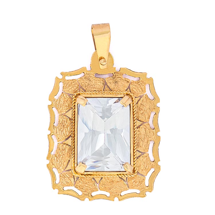 Handmade Pendant in Yellow Gold 9kt with Cubic Zirconia