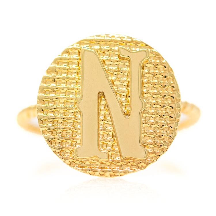 Ring in Yellow Gold 9kt with Letter N