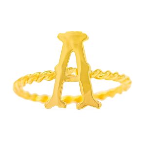 Handmade Yellow Gold 9kt Ring with Letter A