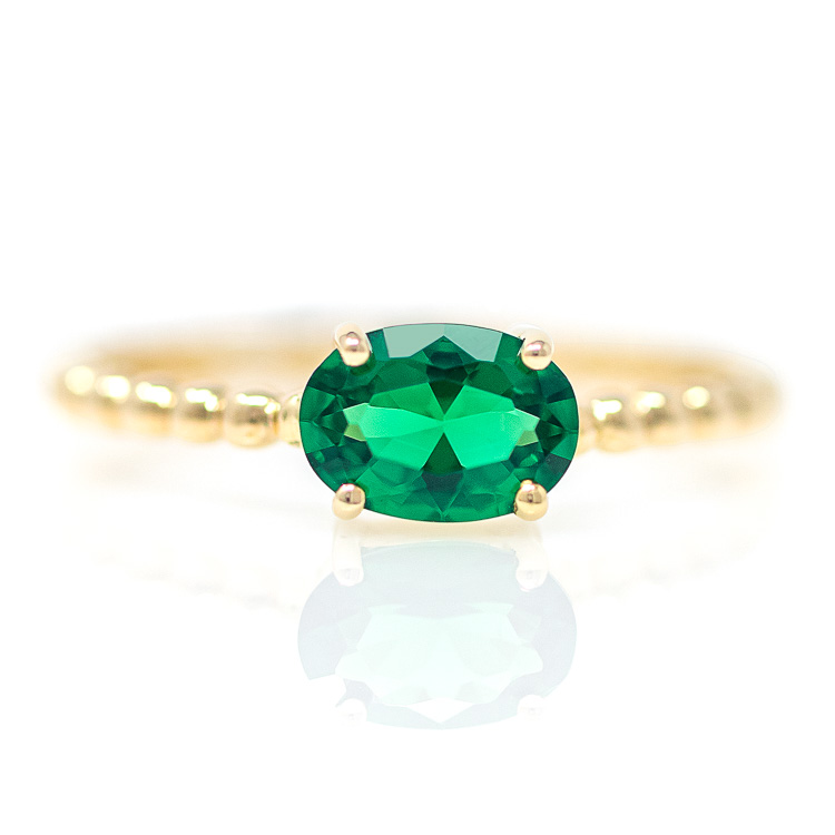 Yellow Gold 9kt Ring with Synthetic Emerald