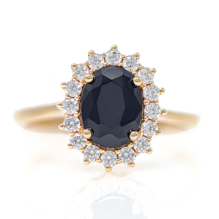 Ring in Yellow Gold 9kt with Black and White Zirconia