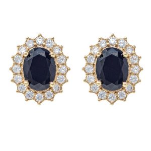 Yellow Gold 9kt Earrings with Black and White Cubic Zirconia
