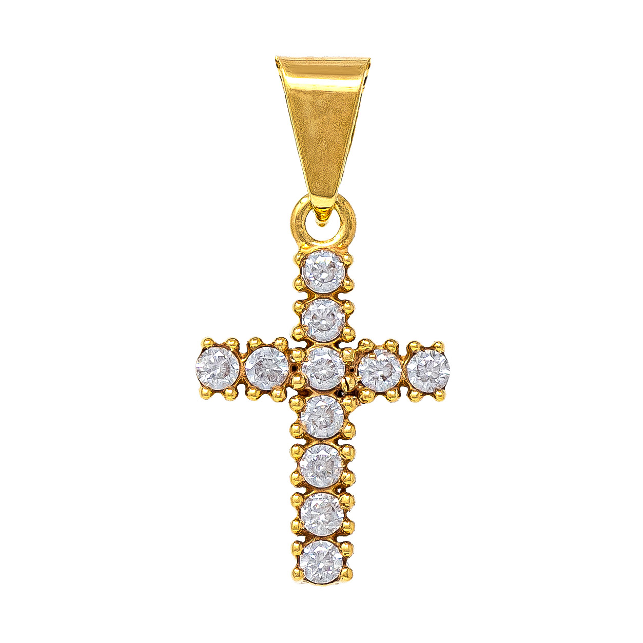 Cross in 9kt Yellow Gold with White Cubic Zirconia