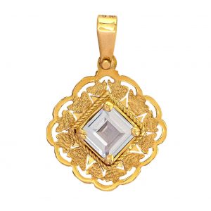 Handmade Pendant in Yellow Gold 9kt with Cubic Zirconia