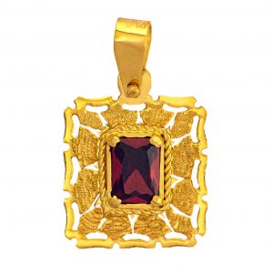 Handmade Pendant in Yellow Gold 9kt with Synthetic Garnet