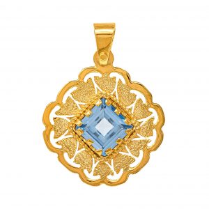 Handmade Yellow Gold 9kt Pendant with Synthetic Topaz