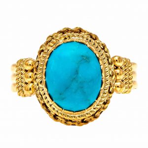 Handmade Yellow Gold 9kt Ring with Turquoise