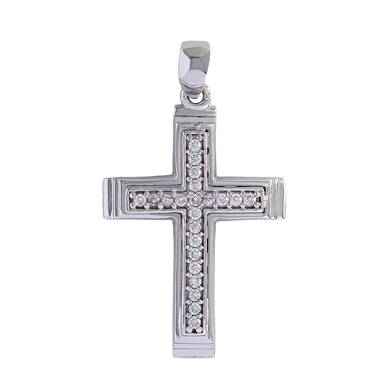 Cross in 9kt White Gold And White Cubic Zirconia
