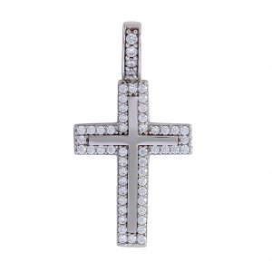 Cross in 9kt White Gold with White Cubic Zirconia