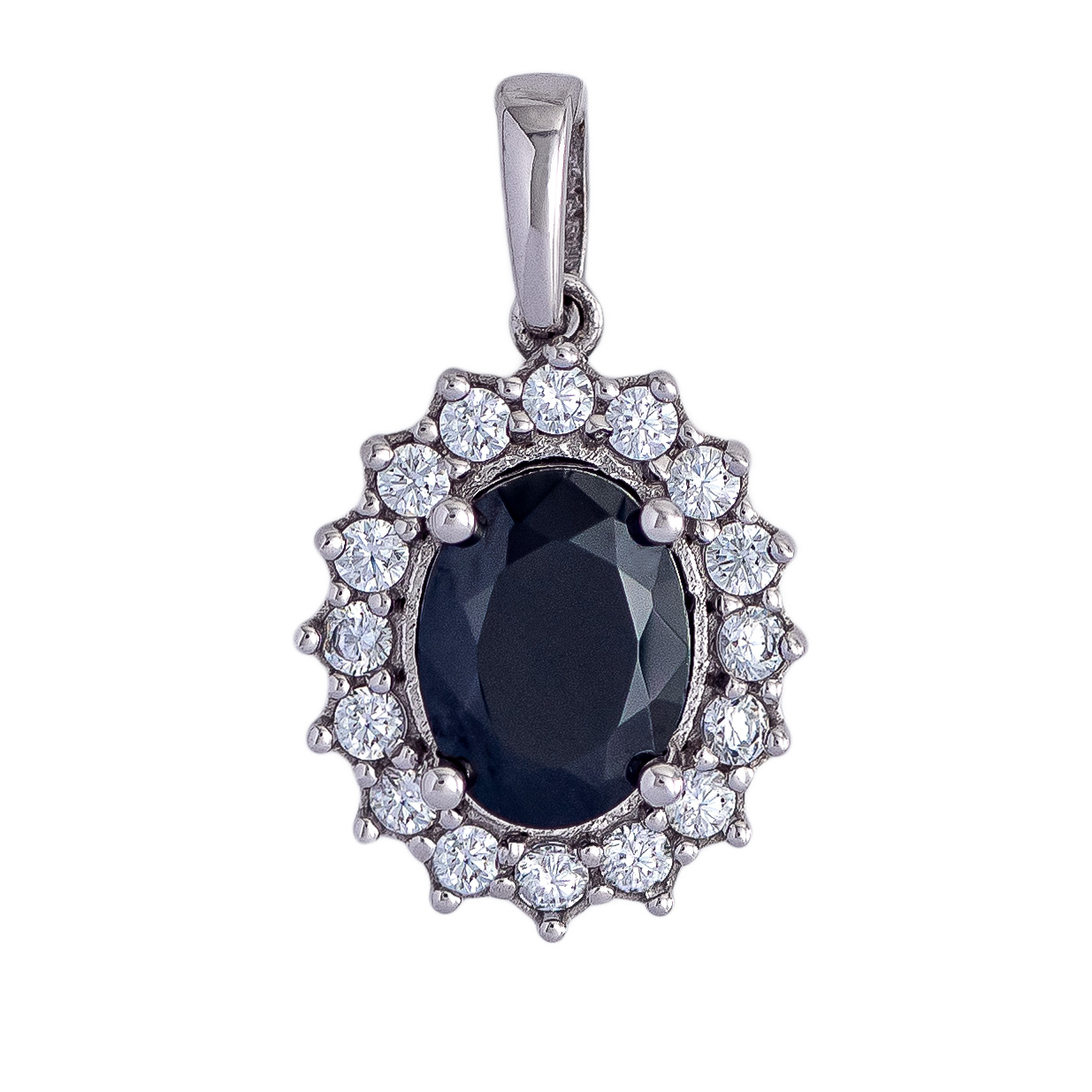 Pendant in White Gold 9kt with Black and White Zirconia
