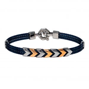 Baraka Discovery Stainless Steel & Rose Gold Bracelet with Blue PVD