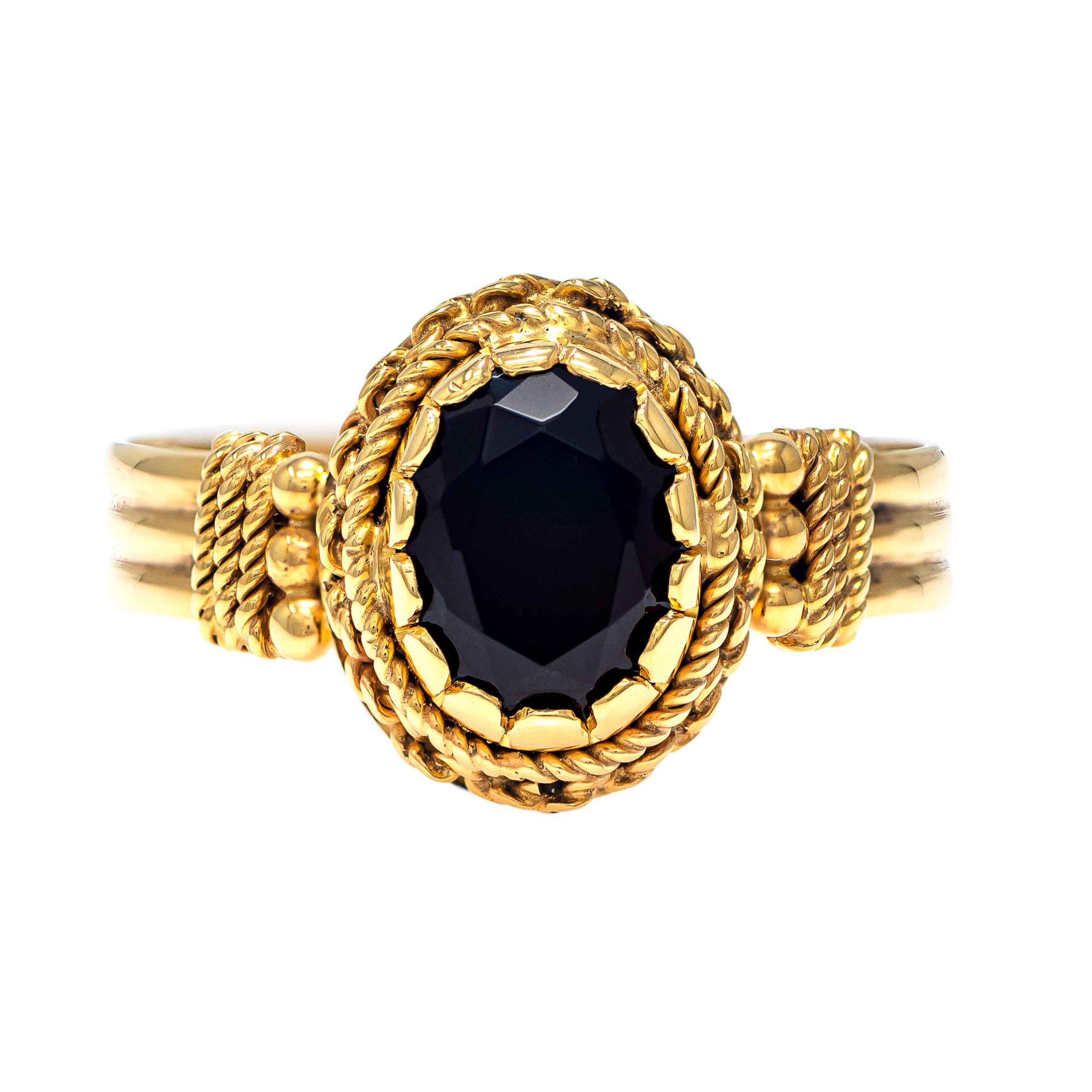Handmade Yellow Gold 9kt Ring with Black Zirconia