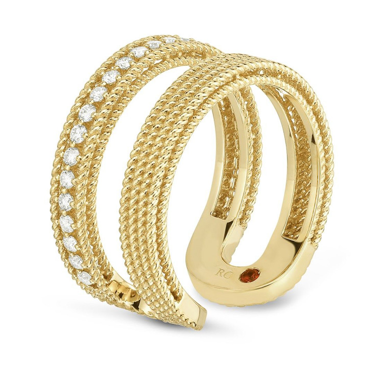 Ladies Roberto Coin 18K Yellow Gold Barocco Crisscross Bangle Bracelet